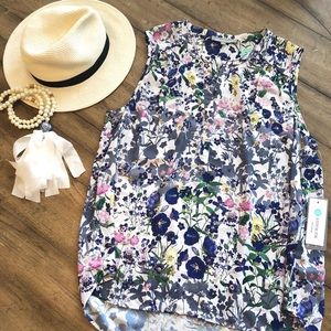 Daniel Rainn Floral Hi Lo Sleeveless Top